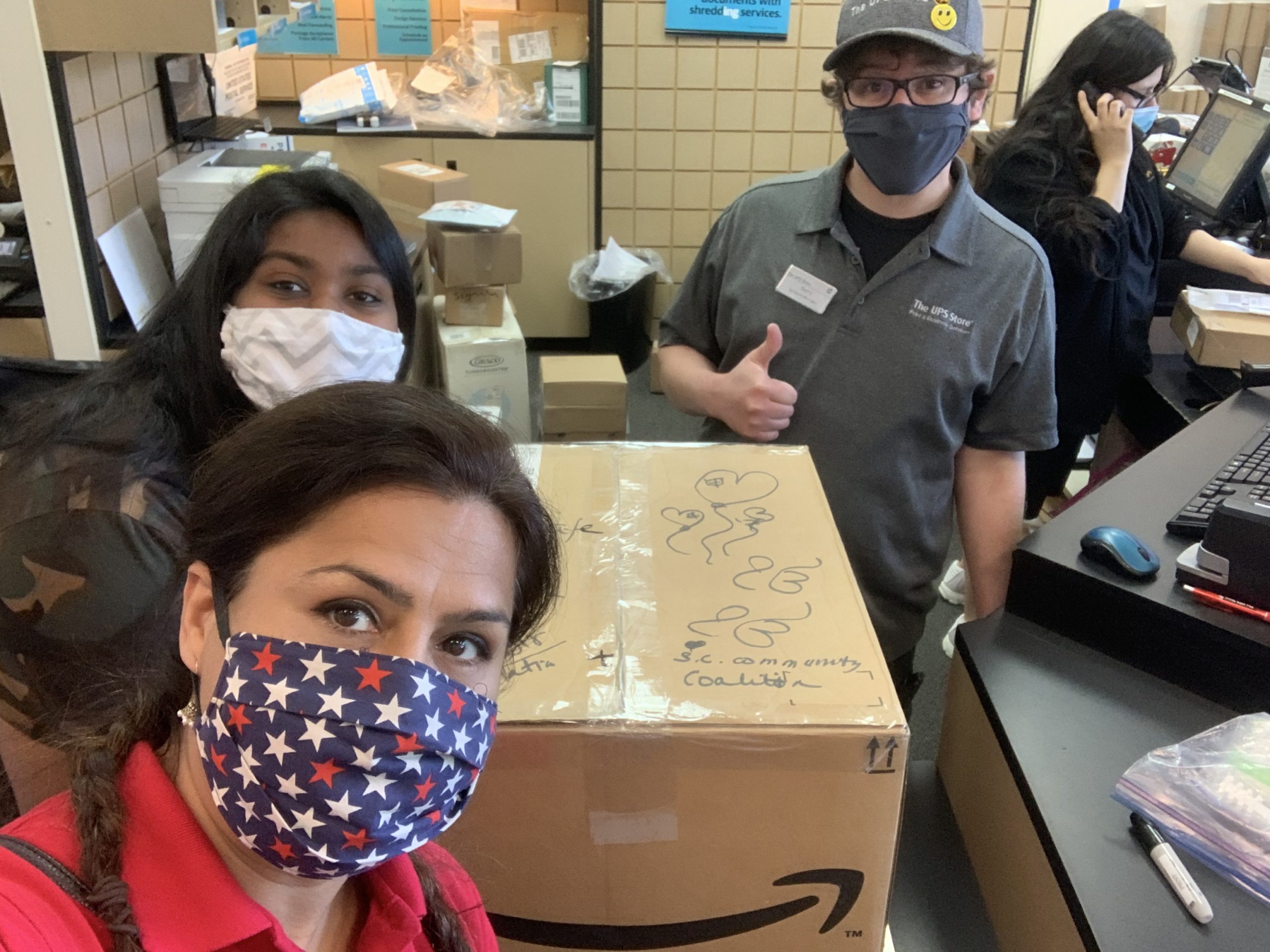 Harbir sending masks across the country for Santa Clara Community Coalition for COVID relief